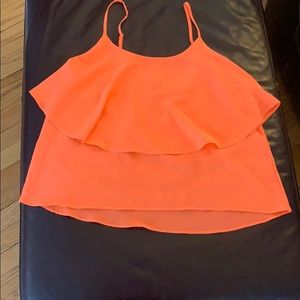 Neon orange chiffon tank